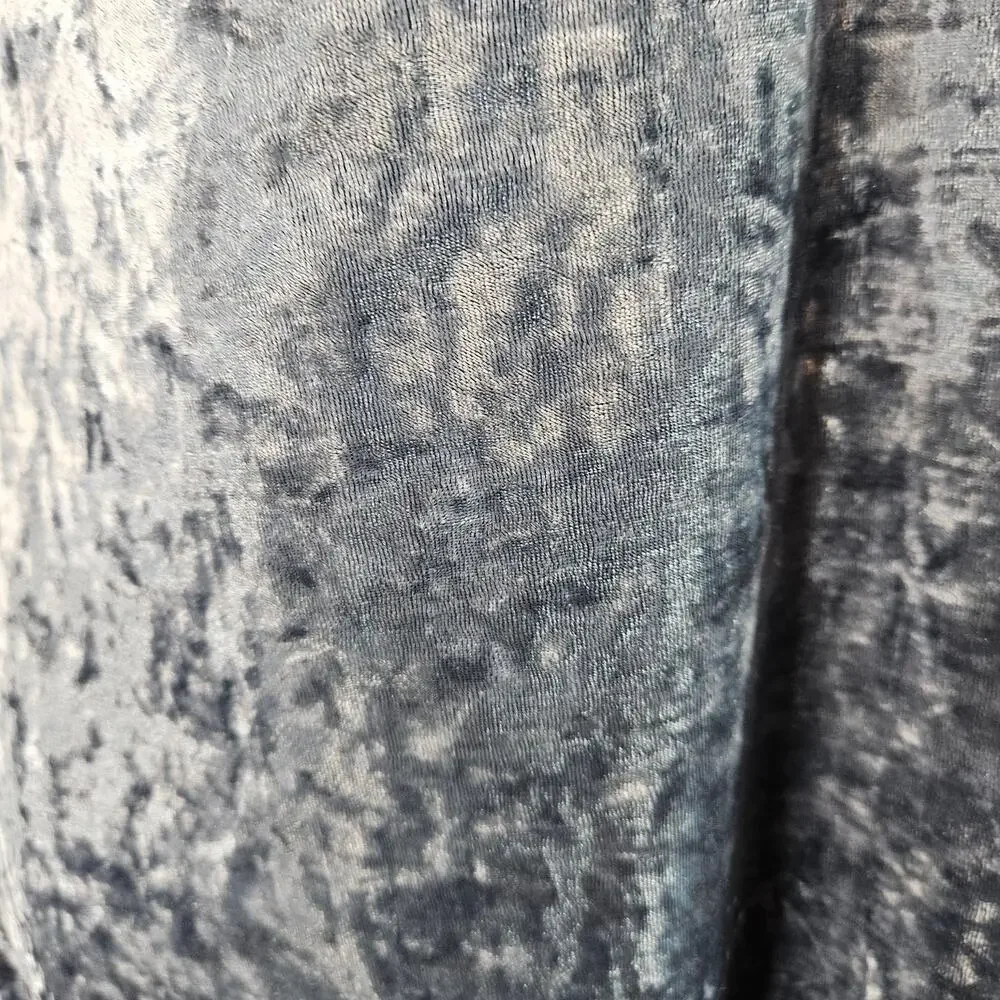 Emory Park Blue Shimmer Crushed Velvet Deep Tasseled V-Neck Stretch Mini Dress S - Picture 9 of 14